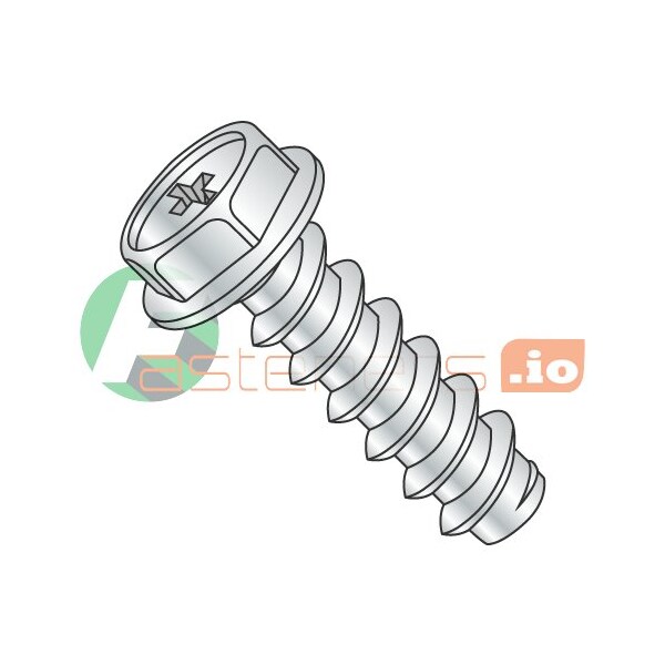 Newport Fasteners Thread Cutting Screw, #8 x 3/8 in, Zinc Plated Steel Hex Head Phillips Drive, 10000 PK 107394 - main